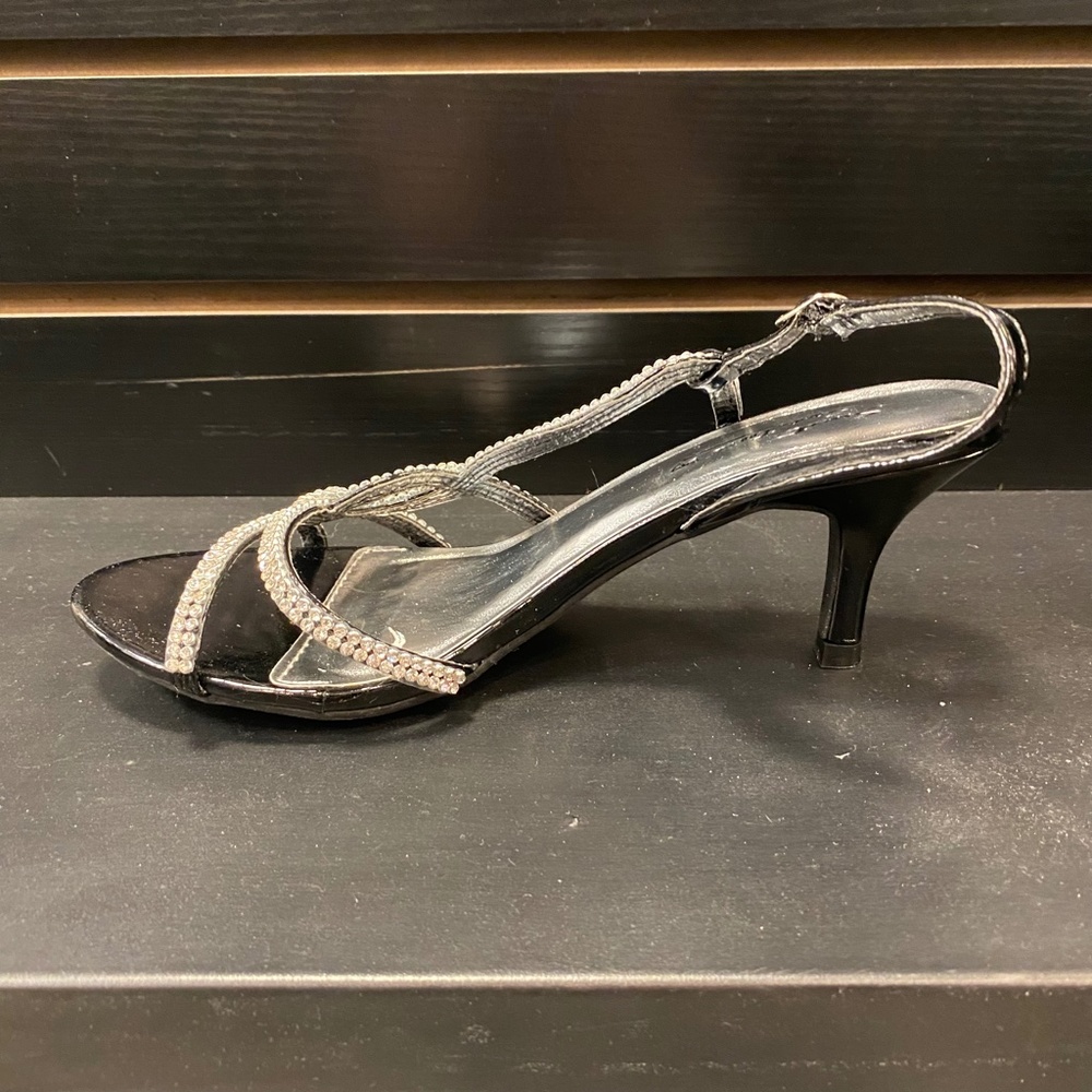 Black Rhinestone Short Heels - Picture 4 of 4